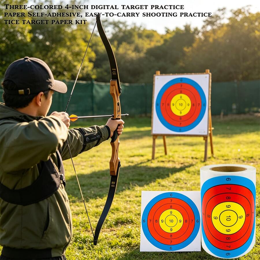 100张自粘射击靶纸，4.7英寸三色靶心，带编号同心圆瞄准练习贴纸靶纸，瞄准练习用品，射击场靶纸，适合室内外使用，精准训练，射击爱好者的最佳选择 - 彩色 - 查看 1