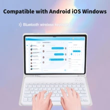 Bow Pattern Keyboard Protective Case Compatible With Samsung Galaxy Tab / / Pad Se, Detachable Colorful Backlit Bluetooth Keyboard, Lightweight Stand Case With Pen Slot (Pen Not Included) - Bow - View 4
