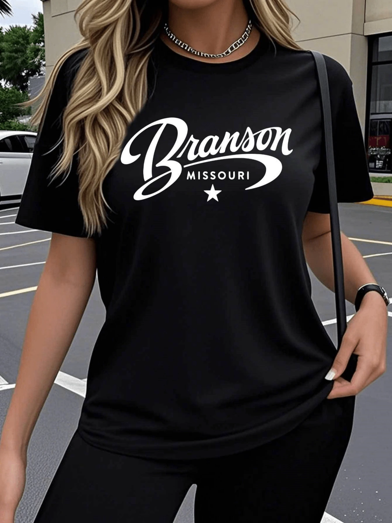 Typography Inspired By An Adventurous And Modern Spirit That Reflects Local Pride And Positive Energy With A Star That Symbolizes Hope And Urban Connection. Comfortable Casual Women's T-Shirt For Everyday Wear - Black - View 1
