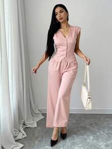 Nes Sport Women Two-Piece Outfits - 粉色 - 查看 5