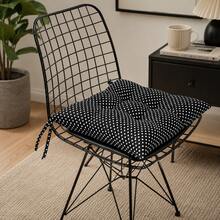 MADE IN TURKEY – Padded Chair Cushion 40x40 Cm – Soft And Durable Seat Pad With Ties – 100% Polyester – Dining, Office And Outdoor Use - Black - View 4