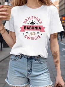 Corazón con corona y cinta rosa que celebra a la mejor abuela del mundo mensaje tierno y alegre para mujeres camiseta de mujer casual cómoda para regalo familiar - Blanco - Ver 6