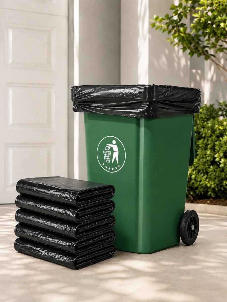 Extra Large Heavy-Duty Trash Bags – Strong Garbage Bags For Home, Garden & Outdoor Cleaning - Black - View 1