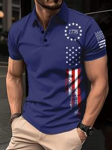 Historic 1776 And Thirteen Stars Symbolizing Freedom With Patriotic Stripes Representing Unity And Strength 3D Printed POLO Shirt For Men - 彩色 - 查看 3