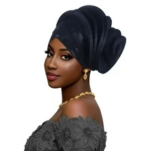 African Style Headscarf, Layered With Rhinestone Trim, Coated With Hood, Traditional African Women Headwrap, Personalized Elastic Headpiece - Other Colors for Style B - View 19
