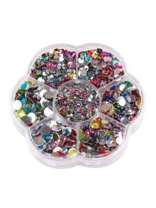 每盒5000顆，2mm、3mm、4mm、5mm、6mm共5種尺寸。花形盒裝平底水晶水鑽，多色水晶寶石，珠寶珠飾，玻璃藝術貼紙。適用於衣服、包包、鞋子、杯子、手機殼、手工藝品和DIY裝飾 - 5000件 - 查看 30