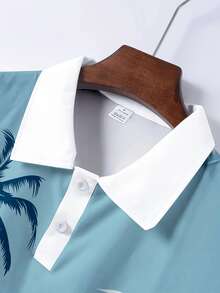 Ocean Horizon Palm Trees Vintage Car And Flying Seagulls 3D Printed Summer Coastal Vibe Boys POLO Shirt For Men Casual Short Sleeve Lightweight Beachwear - Nhiều màu - Xem 3