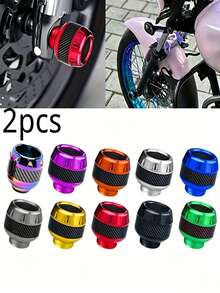 2pcs Motorcycle Front Fork Crash Sliders, Carbon Fiber Texture Universal Modification Accessories - A - View 1