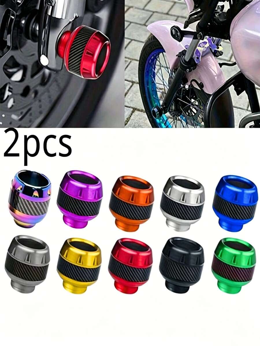 2pcs Motorcycle Front Fork Crash Sliders, Carbon Fiber Texture Universal Modification Accessories - A - View 1