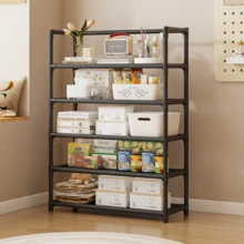 Estantería y perchero de varios niveles - Diseño compacto y ahorra espacio, estructura de plástico resistente, apto para cocina, baño, dormitorio, oficina, almacén, garaje - Fácil montaje, estantes prácticos de varios niveles, estantería para el hogar, requiere montaje manual - Multicolor - Ver 13