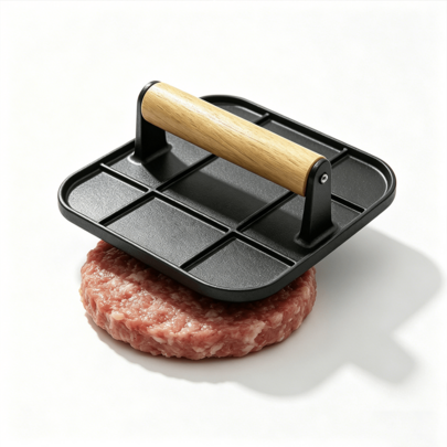 Cast Iron Burger Press, Heavy-Duty Design For Even Pressing, Perfect For Making Smash Burgers With Crispy Edges!