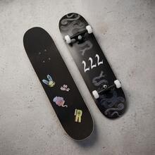 Maple 7-Layer Urban Complete Skateboard + Stickers - Black - View 2