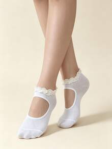 1/5 Pairs Lace Trim Cute Ballet Style Ankle Socks, Lightweight For Spring/Summer (Socks Only, No Insole) - Multicolor - View 10