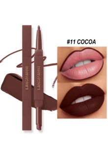 LANGMANNI Juego de 12 colores de lápiz delineador de labios y barra de labios 2 en 1, barra de labios mate y delineador de labios de doble extremo, maquillaje de labios resistente al agua y de larga duración para uso diario y de fiesta - 12 colores - Ver 17