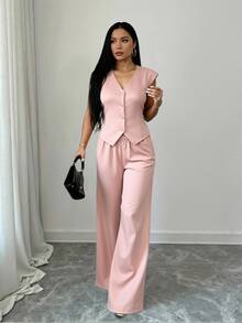 Nes Sport Women Two-Piece Outfits - 粉色 - 查看 3