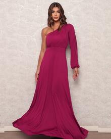 PAETE CLOTHING Long Terracotta Bridesmaid Wedding Guest Dress Light Summer - 紅木色 - 查看 6