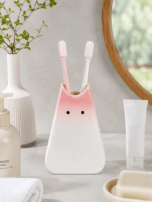 1 pieza Soporte para cepillo de dientes de gato rosa lindo, soporte para cepillo de dientes de estilo japonés adorable, estantería de almacenamiento para encimera de baño de estilo nórdico, organizador de cepillo de dientes estético, decoración de gabinete de baño minimalista, accesorio de baño moderno, regalo para mujeres y niñas - Multicolor - Ver 8