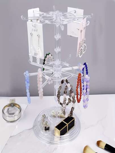 1pc Minimalist Fashion Multi-Layer Rotating Jewelry Organizer, Pendant Display Rack, Storage Rack, Headband Rack, Desktop Organizer, Necklace Rack, Earring & Necklace Display, Watch & Key Holder, Ring Rack, Bracelet Stand, Accessory Organizer, Jewelry Display Shelf