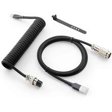 Coiled USB-C Cable With Magnetic Aviator Connector, Detachable Aviation Plug Braided Cord For Mechanical Gaming Keyboard And Desktop Computers - View 1