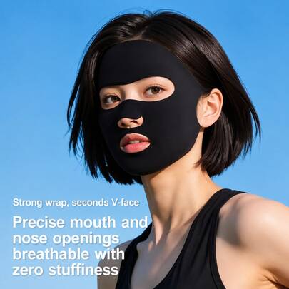 1pc Silk Sunscreen Face Mask, Suitable For Golf, Running, Breathable Outdoor Sports Sunscreen Face Mask With Drinking Hole, Women
