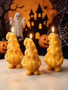 1pc Ins Style Halloween Gnome Scented Candle | 80-90g Large Capacity, High Fragrance Lock Technology | Faceless Dwarf Design With Pumpkin/Acorn Details | Smokeless, Odorless, Natural Wax | Halloween Photo Prop, Dark Style Desktop Decor, Holiday Gift - 1PC - View 3