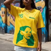 Brazilian Popular Music (MPB) Classics T-Shirt, Fan Style, 100% Cotton, Premium Print - 黃色 - 加爾.科斯塔 - 查看 2