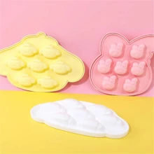 1 pieza Molde de imagen de perro con diseño de orejas de conejo rosa y siete compartimentos de cavidad de molde 3D de Sanrio Merlot Cinnamon Roll Pudding, adecuado para hacer materiales de bebida creativos y agregar efectos visuales interesantes a las bebidas frías de verano - Multicolor - Ver 7