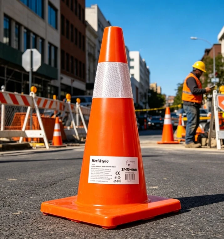 HOMYGO-Reflective Traffic Cone, 22.5x33cm / 27x43cm, Road Signage And Road, Orange Road Beacon For Construction, Parking And Events - Cono De Tráfico Reflectante - View 1