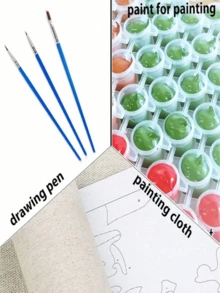 DIY数码油画,帆布画,可爱猫咪,家居墙面装饰,成人初学者工艺美术,适合作为礼物送给朋友,派对礼物,节日礼物,附赠颜料和画笔。 - A - 查看 9