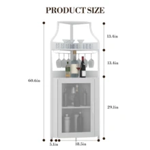 Soonbuy Corner Wine Cabinet With Removable Wine Rack, Industrial Wine Cabinet With Glass Holder And Mesh Door, Liquor Coffe Bar Cabinet With Adjustable Shelves - White - View 3
