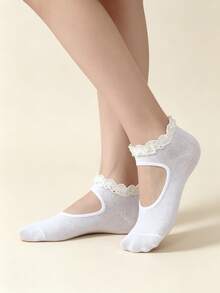 1/5 Pairs Lace Trim Cute Ballet Style Ankle Socks, Lightweight For Spring/Summer (Socks Only, No Insole) - Multicolor - View 9