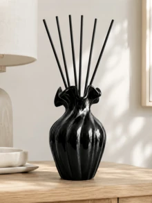 1pc Creative Pleated Reed Diffuser Bottle, Wavy Ruffle Scent Bottle, Bathroom Bedroom Desktop Fragrance Decor, Home Spa Aromatherapy Container, Housewarming Gift - A - View 1
