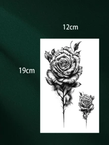 1pc Cool Adult Temporary Tattoo, Floral Sketch Design, Sexy & Unique Black Tattoo Sticker, Waterproof & Sweatproof, Long-Lasting 7-14 Days, Easy To Apply & Remove, Can Cover Scars, Unisex For Ankle, Waist, Leg, Arm - Black - View 4