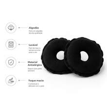 Breast Pads For Breastfeeding, Donut Shape, Anti-Chafing Fabric, 1 Pair - 黑色 - 查看 3