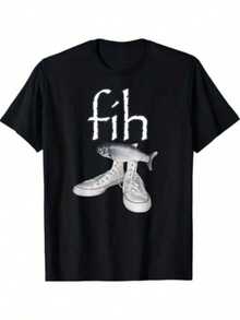 Fish Wearing White Shoes Symbolizing The Freedom To Go Beyond Fusing Marine Nature With Urban Youthful Energy. Comfortable And Modern Women's T-Shirt For Everyday Wear - 黑色 - 查看 8