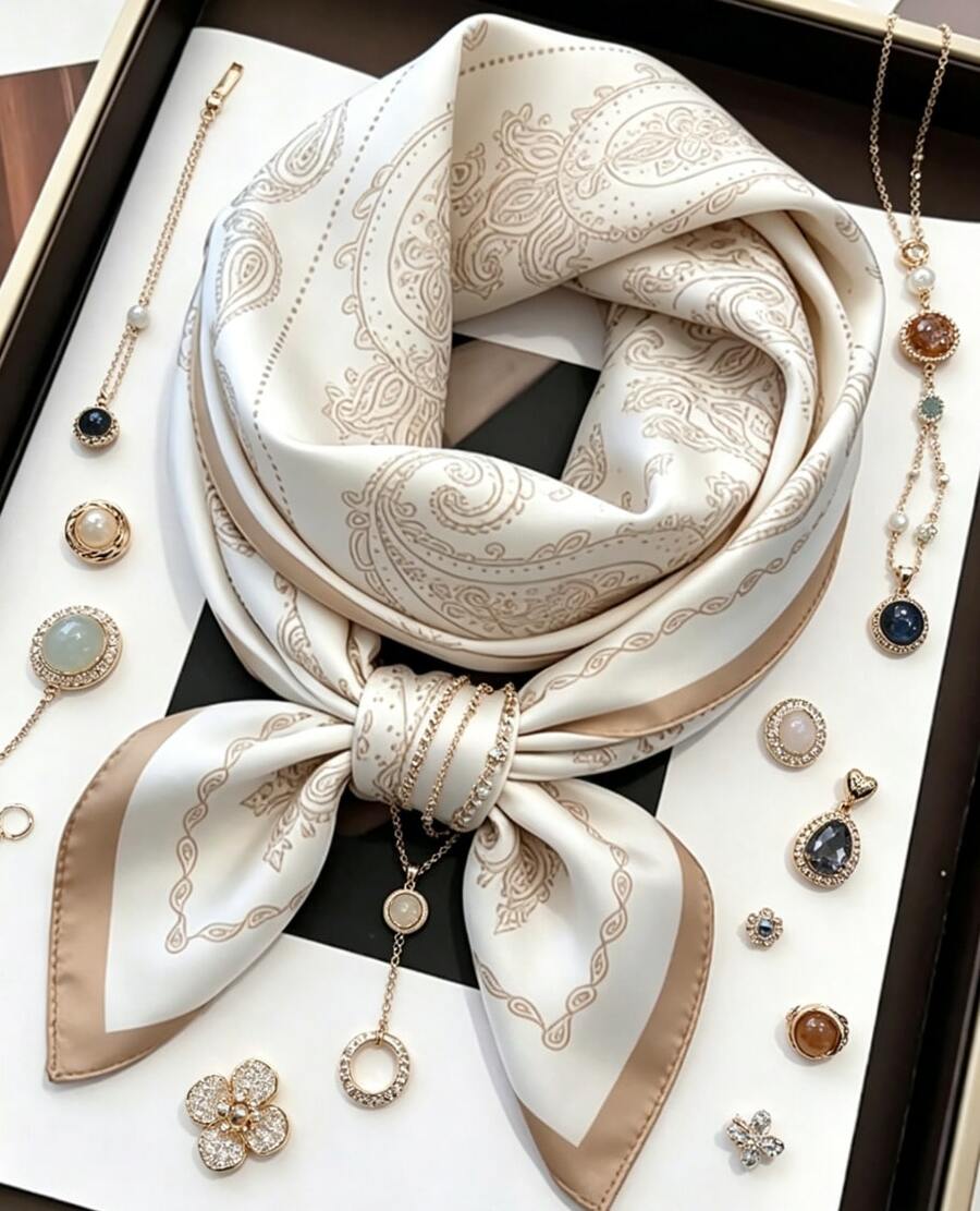 Women Bandana & Square Scarves - Champagne - View 1