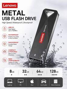 Ổ đĩa flash USB Lenovo Metal USB 2.0 tốc độ cao, dung lượng 8GB, 32GB, 64GB, 128GB, chống nước, chống sốc, thích hợp cho máy tính xách tay, PC, Mac, hệ thống âm thanh xe hơi. - Xem 10