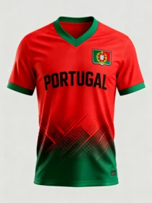 Portugal Sport Inspired Football Jersey Casual Sports Short Sleeve Jersey - 彩色 - 查看 1