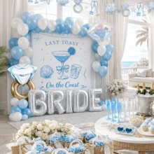 7件組海洋主題婚禮氣球套組，含戒指、彩色貝殼氣球，適用於新娘婚前派對、慶祝氣球、浪漫婚禮、週年紀念、單身女郎派對、訂婚派對裝飾 - 多色 - 查看 4