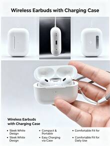 Auriculares Bluetooth Inalámbricos Verdaderos Con Micrófono Integrado Para Llamadas Claras, Larga Duración de Batería, Diseño Resistente al Sudor, Compatible Con Dispositivos IOS Y Android, Adecuado Para Fitness, Correr Y Uso Diario - Blanco - Ver 3