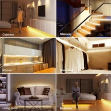 2 Modes Sensor LED Light Strip, Constant On Or Auto Sensor, Multiple Lengths Available, USB Powered Warm White Light Home Decor, Battery Not Included - Motion Sensor LED Strip - View 8