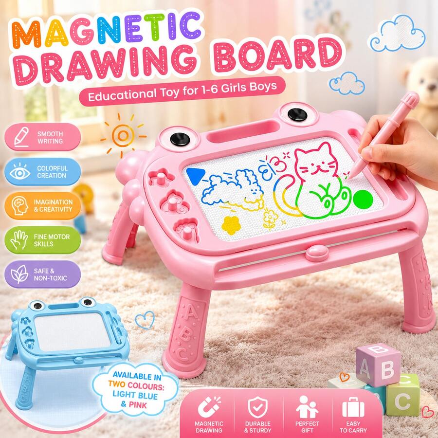 Magnetic Drawing Board For With Stand, Educational Writing Board - Pink - View 1