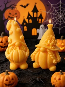 1pc Ins Style Halloween Gnome Scented Candle | 80-90g Large Capacity, High Fragrance Lock Technology | Faceless Dwarf Design With Pumpkin/Acorn Details | Smokeless, Odorless, Natural Wax | Halloween Photo Prop, Dark Style Desktop Decor, Holiday Gift - 1PC - View 6