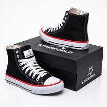 Unisex High-Top Vulcanized Comfortable Sneakers - New Release - Black and White - View 3