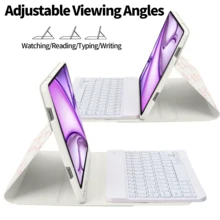 Bow Pattern Keyboard Protective Case Compatible With Samsung Galaxy Tab / / Pad Se, Detachable Colorful Backlit Bluetooth Keyboard, Lightweight Stand Case With Pen Slot (Pen Not Included) - Bow - View 2
