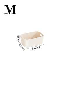 1/3/6pcs Beige Plastic Storage Bins With Handles, Cosmetic Storage Box, Toy Storage Box, Stackable Storage Container, Suitable For Organizing, Shelves, Home, Kitchen, Office, Closet, Game Room - Cream Yellow - View 14