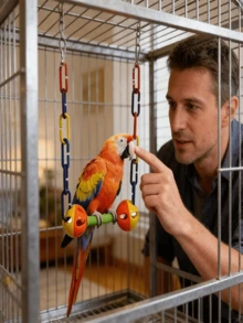 1pc Colorful Hanging Bird Toy With Plastic Rings And Bells, Suitable For Cockatiel, Cockatoo, Eclectus, Parrotlet And Other Small Parrots, Can Be Used As Bird Cage Accessory - View 5