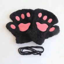 4pcs/3pcs/2pcs Cute Cartoon Cat Cosplay Accessory Set, Party Decorations, Includes Cat Ear Headband, Cat Paw Gloves, Cat Tail Necklace, Performance Props, Black & White Halloween Cat Cosplay Props Set - A - View 6