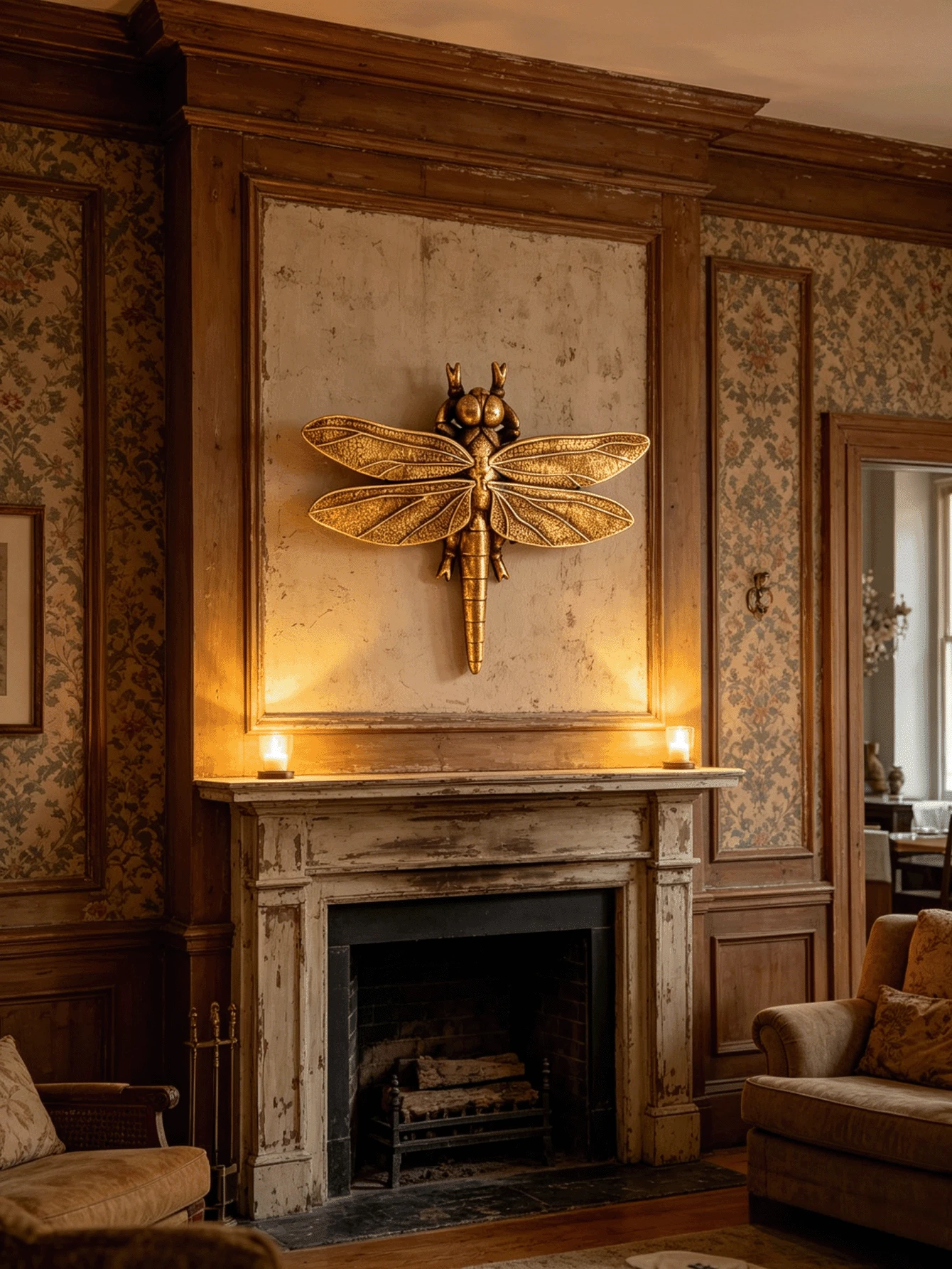 Handmade Golden Dragonfly Wall Decor - Resin Material, Suitable For Home And Party Decoration, Unique Insect Lover Gift, Can Be Hung Or Framed