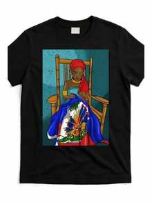 [Oversize] Haitian Woman Sewing The National Emblem - 黑色 - 查看 3